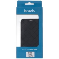 Cover for сматф. BRAVIS A504 X500 Trace Pro - PU Leather Book (The black)