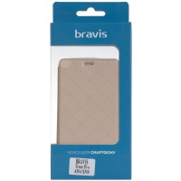 Cover for сматф. BRAVIS A504 X500 Trace Pro - PU Leather Book (Gold)