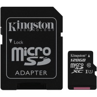 карта памяти KINGSTON microSDXC 128Gb Canvas Select U1 (R80/W10)+ad