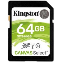 Карта памяти KINGSTON SDXC 64 GB Canvas Select U1 (R80/W10)