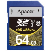 Карта памяти APACER SDXC 64GB Class 10 UHS-I U3 (R95, W85MB/s)