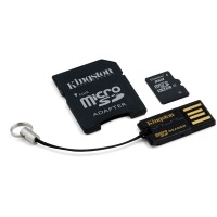 карта памяти KINGSTON microSDHC 8GB Class 4 + SD адаптер + USB кардридер