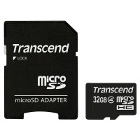 карта памяти TRANSCEND microSDHC 32 GB Class 4 с SD адаптером