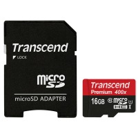 карта памяти TRANSCEND microSDHC 16GB Class 10 UHS-I Premium с адаптером