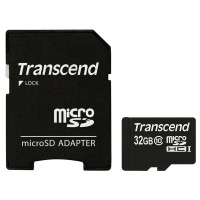карта памяти TRANSCEND microSDHC 32 GB Class 10 с SD адаптером