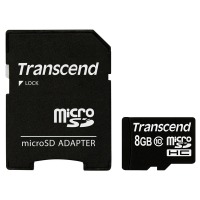 карта памяти TRANSCEND microSDHC 8 GB Class 10 с SD адаптером