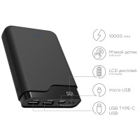 внеш. аккум. ERGO LI-U4 - 10000 mAh Li-ion +TYPE-C Rubber (Black)