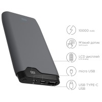 внеш. аккум. ERGO LP-K10 - 10000 mAh Li-pol +TYPE-C Rubber (Grey)