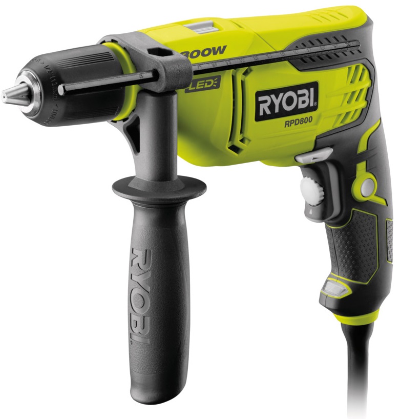 Ryobi Drill shock RPD800-K, 800 Tue, 13мм БЗП, LED, 1.8кг