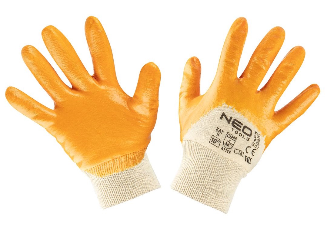 Neo Tools 97-631-10 Gloves working, cotton, partially coated нитрилом, R. 10