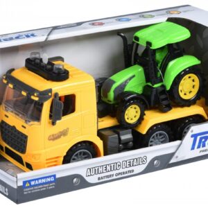 Машинка инерционная Same Toy Truck Тягач желый з трактором зі світлом і звуком 98-613AUt-1