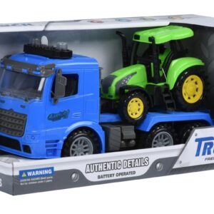 Машинка инерционная Same Toy Truck Тягач синій з трактором зі світлом і звуком 98-613AUt-2
