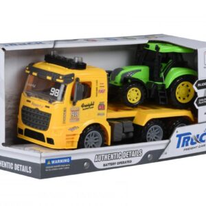 Машинка инерционная Same Toy Truck Тягач Жовтий з трактором зі світлом і звуком 98-615AUt-1