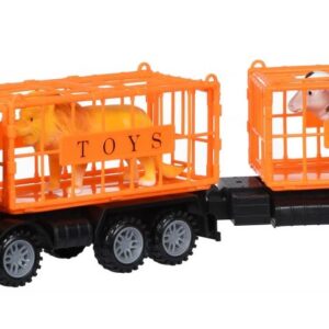 Машинка инерционная Same Toy Super Combination Грузовик желтый для перевозки животных с прицепом