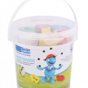 Пластилин классический Becks Plastilin 600г 6 цветов с формами в ведерке B100371