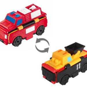 Машинка-трансформер Flip Cars 2 в 1 Фронтальный погрузчик и Пожарный автомобиль