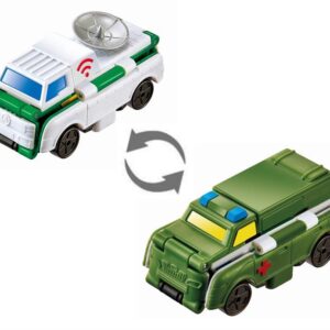 Машинка-трансформер Flip Cars 2 в 1 Вантажівка зв'язку і Військова швидка допомога