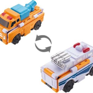 Машинка-трансформер Flip Cars 2 в 1 Автомобиль для дезинфекции и Полицейский автомобиль с пушкой
