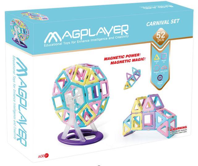 Конструктор Magplayer магнитный набор 52 эл. MPH2-52