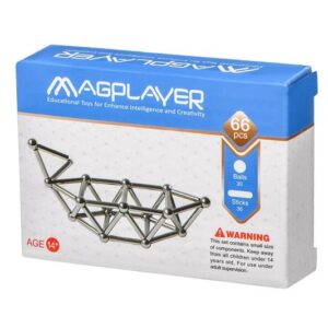 Конструктор Magplayer Магнитный набор палочек и шариков 66 эл. MPS-66