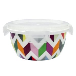 Круглый контейнер фарфоровый с пластиковой крышкой (LL) - Ziggy (CL-CB-060F) 969311