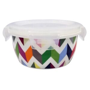 Круглый контейнер фарфоровый с пластиковой крышкой (HL) - Ziggy (CL-CB-095F) 969313