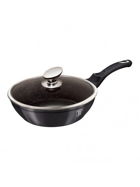 Сковорода глубокая с термостойкой стеклянной крышкой Ø24 см Berlinger Haus Metallic Line Carbon Pro Edition BH-6895
