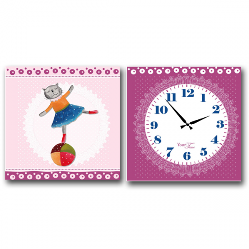 Clock wall on canvas 2х секционные Ballerina 06-107