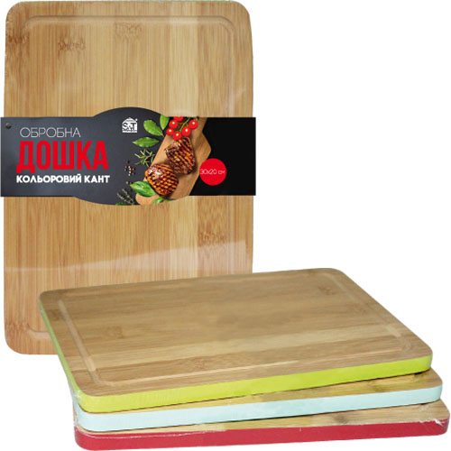 Board cutting bamboo color piping mix 30х20х1,5 cm 8847