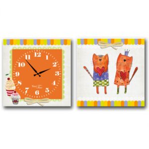 Clock wall on canvas 2-x секционные Cats 28 x 28 cm 06-106