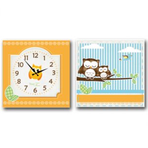 Clock wall on canvas 2-x секционные Owl 28 x 28 cm 06-114