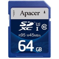 Карта памяти APACER SDXC 64GB Class 10 UHS-I (R95, W45MB/s)