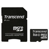 карта памяти TRANSCEND microSDHC 8 GB Class 4 с SD адаптером