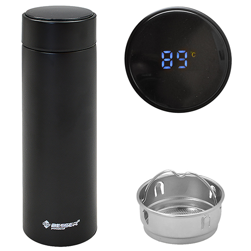 Термос с индикатором температуры Black 450мл Stenson MT-3566BL