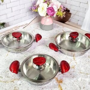 Set crockery of 6 (3/3) items cover glass цв.pens red OMS 1034-Red