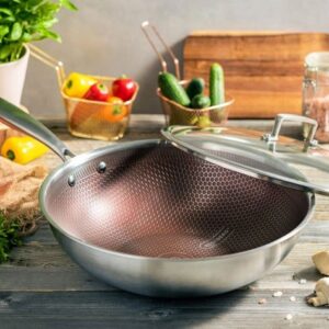 Сковорода-WOK Edenberg 32*9.5см із нержавіючої сталі з кришкою EB-14110