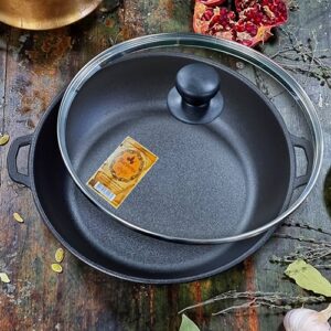 Жаровня чавунна лита 28*6 см зі скляною кришкою Т104С3