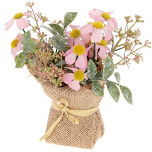 Decorative bouquet chrysanthemums from greenery at bag, 16см, Colour - pink BonaDi DY7-370