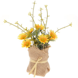 Decorative bouquet chrysanthemums from greenery at bag, 24см, Colour - yellow BonaDi DY7-371