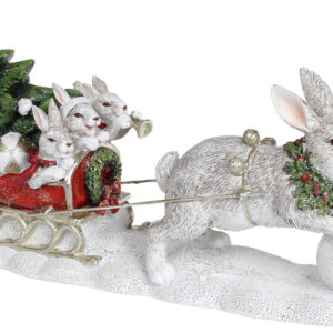 Decorative statuette Hare from sledge, 31см, Colour - Vintage white from red BonaDi 707-777