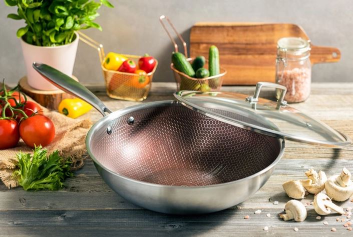 Сковорода-WOK Edenberg 30*9см із нержавіючої сталі з кришкою EB-14109