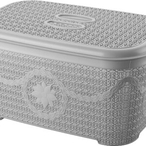 Корзина для зберігання з кришкою Asude Plastik 6 л ASD164-сір