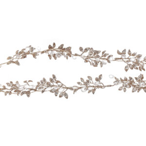 Decorative acrylic garland from leaves transparent beads, 120см, Colour - champagne BonaDi 703-173