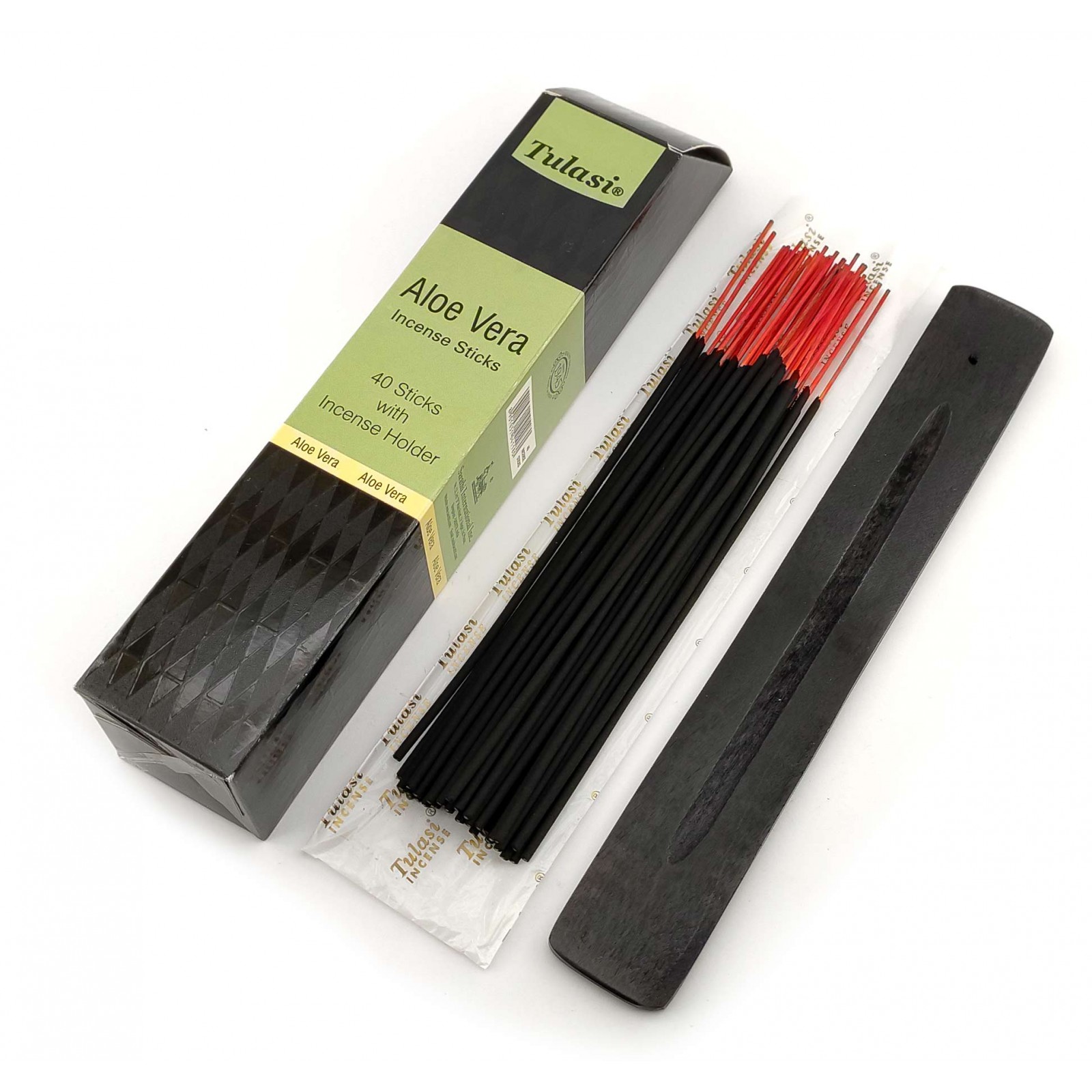 Aloe Vera 40 Stiks with Incense Holder (Благовония 40 штук с деревянной подставкой)(Tulasi) 34553
