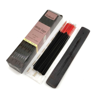 White Sage 40 Sticks with Incense Holder (Пахощі 40 штук з дерев'яною підставкою)(Tulasi) 34551
