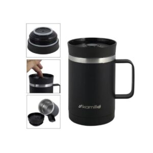 360ml stainless steel thermo mug with soft-touch surface (black) KM-2159