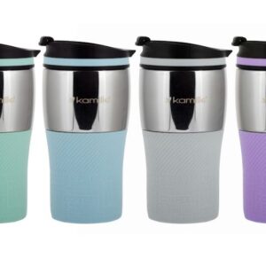 Thermo mug 320 ml stainless steel with TPR insert (menthol, blue, purple, gray) KM-2155