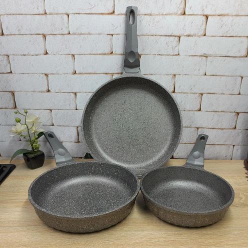 3-piece set of frying pans OMS 3727-Grey