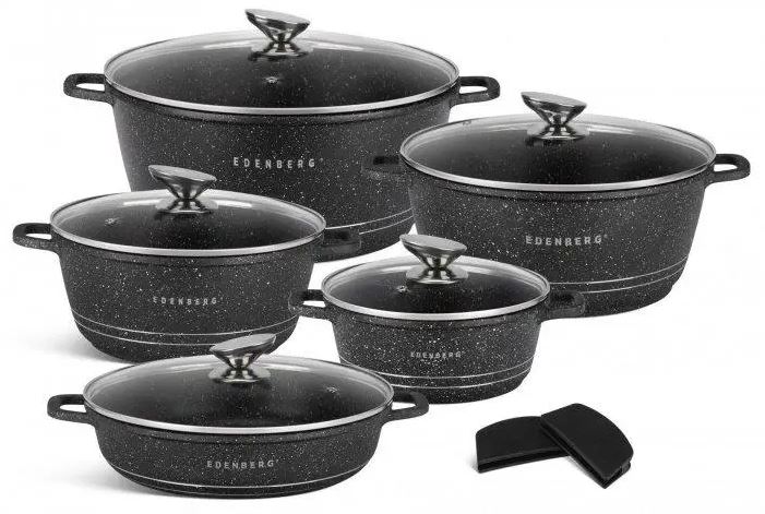 Edenberg 10-piece cookware set with marble non-stick coating EB-12911