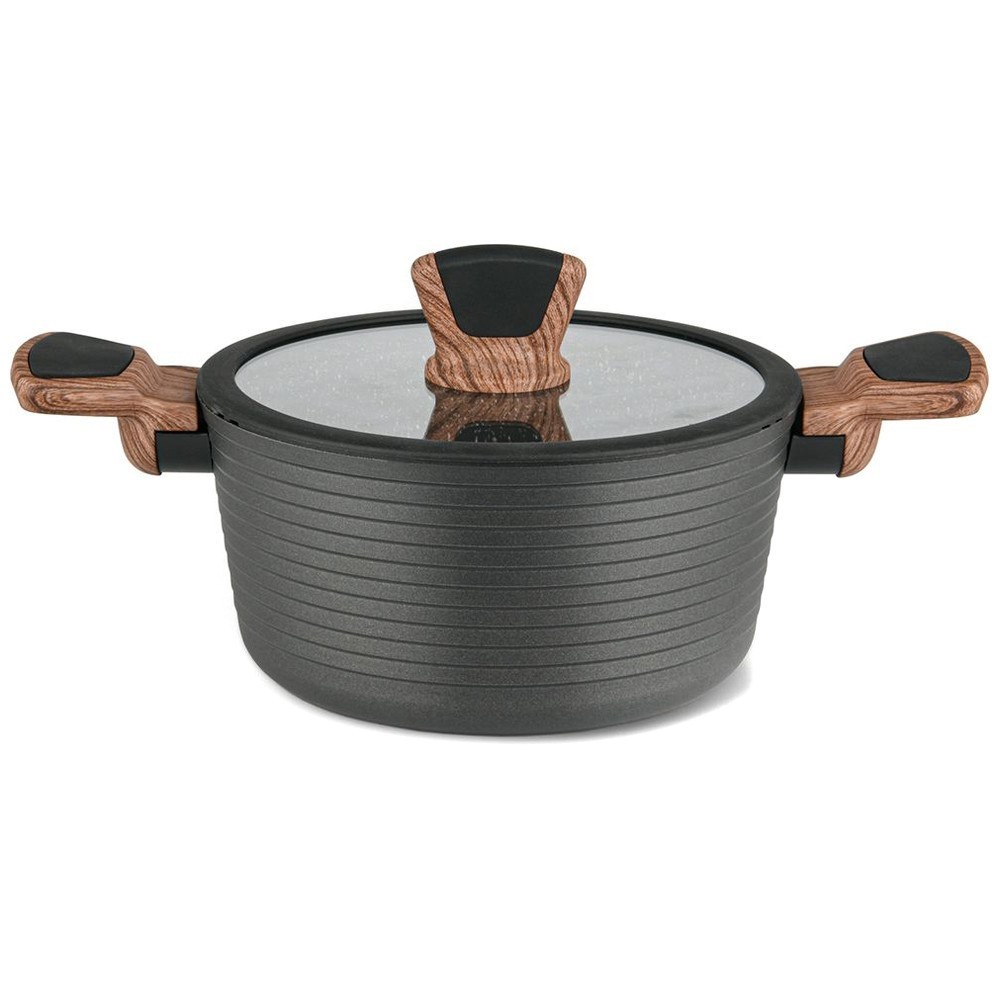 Saucepan DIAMOND GREY 20x10 cm / 2,6 l with glass lid FS14304